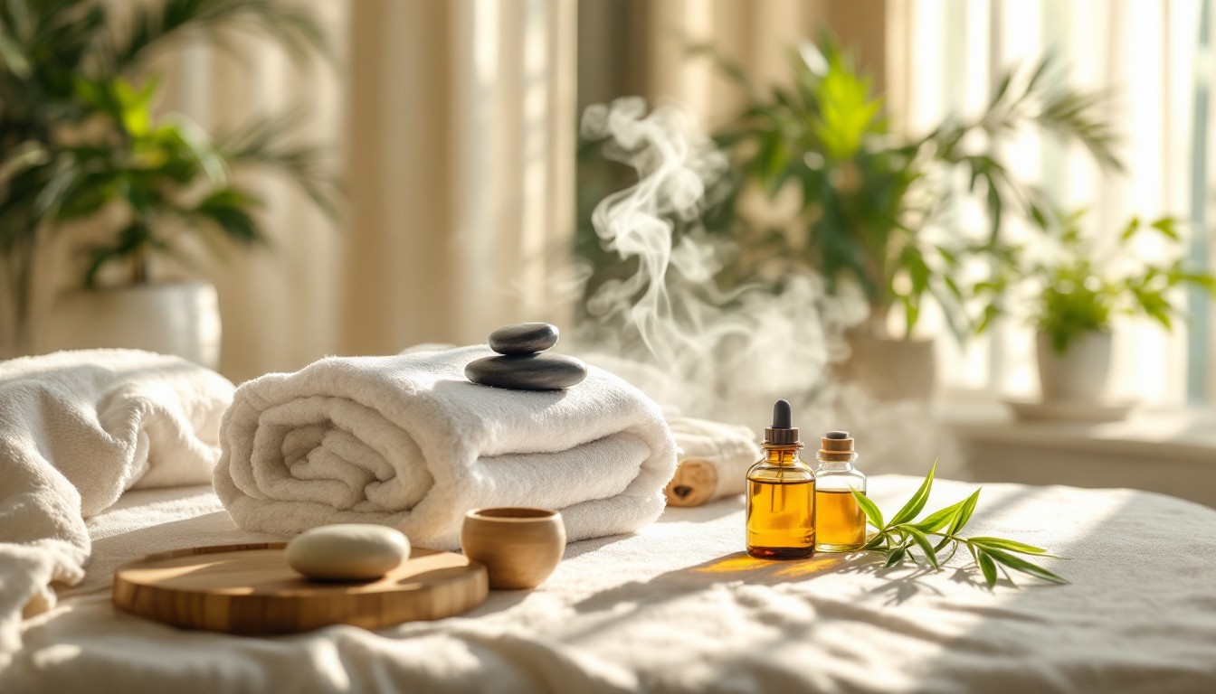 Relaxing massage spa atmosphere